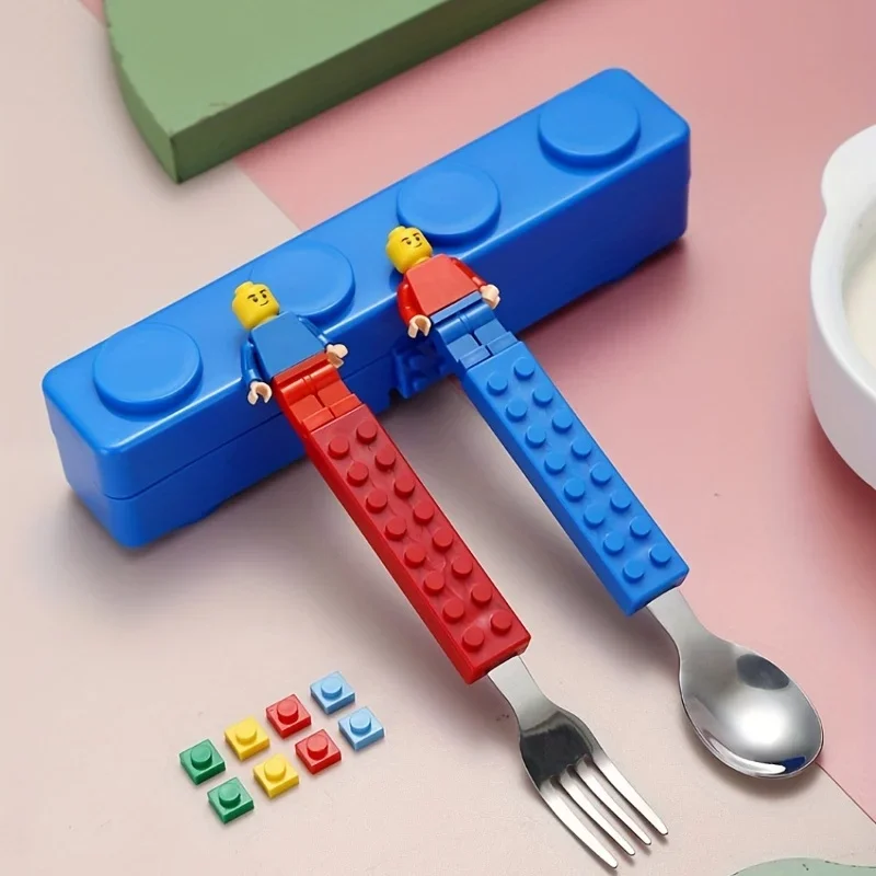 Cutlery Set Colorful Building Blocks Spliced Forks and Spoons