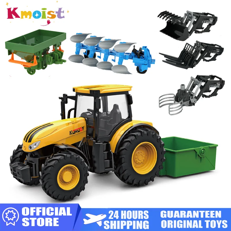 Newest High Quality 1/24 Tractor Model Set Farm Toys for Children Farming Simulator Sliding Car Engineering Vehicle Truck Gifts newest urban double decker open air bus toy pull back children s car alloy abs sightseeing car model toys for boys kids gifts