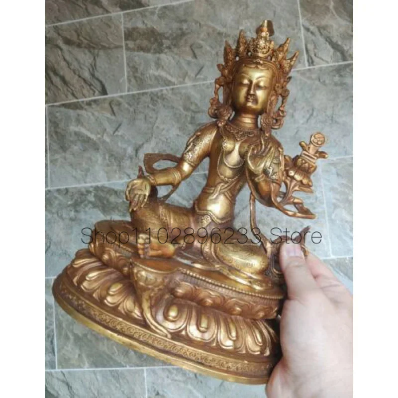 

30cm buddhism old bronze statue Buddha Bodhisattva green Tara Auspicious mantras
