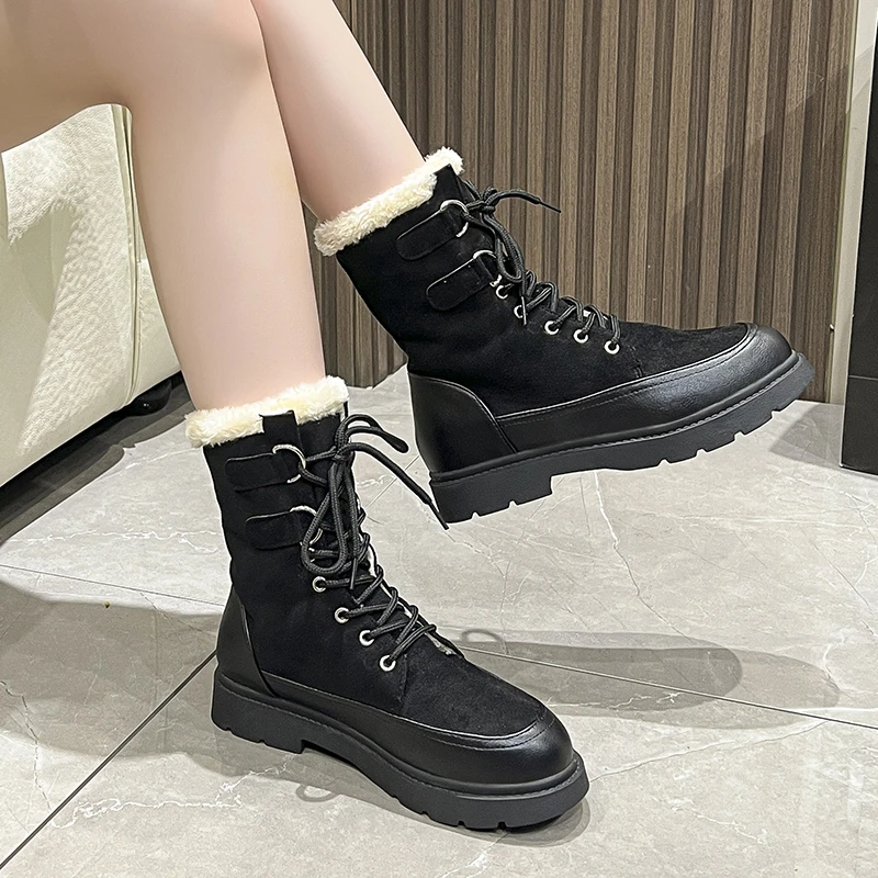 Suede Women's Boots 2023 New Winter Cold-proof and Warm Modern Boots Outdoor Casual Sports Plush Short Boots Zapatos De Mujer