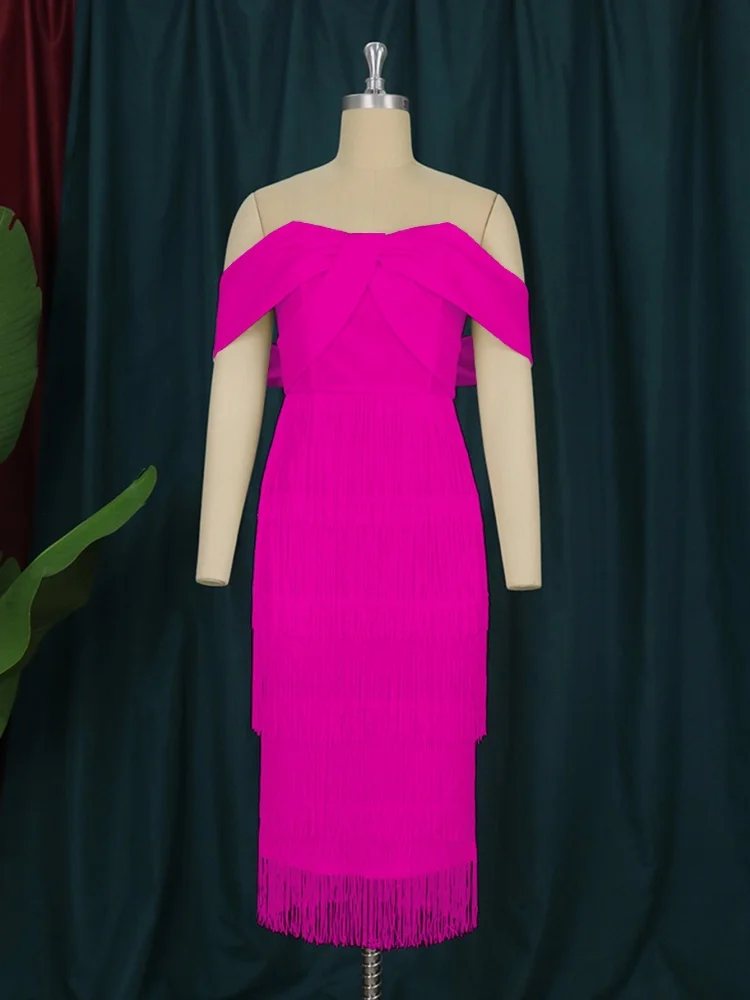 Wmstar Dress Women Wholesale Sexy Strapless Backless Fringed Dresses Flowing Plus Size for Woman Summer 2025 One Pieces Chothe