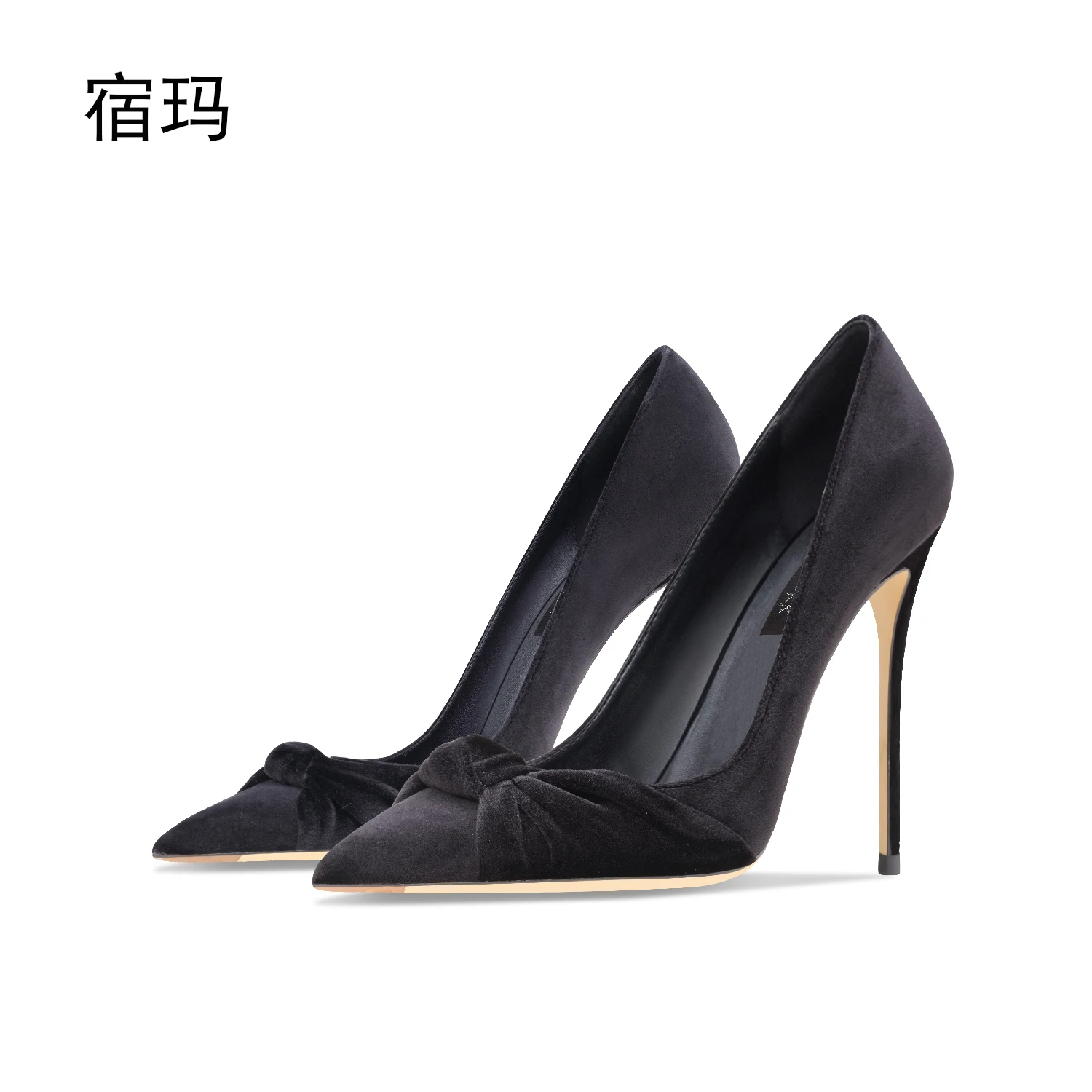 Luxury Women's Butterfly-Knot Flock High Heel Pumps 2026 High-Heeled Pointed Toe Office Shoes Fashion Ladies Women Heels Shoes