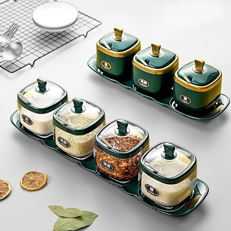 Kitchen Light Luxury Salt Monosodium Glutamate Seasoning Box Salt Shaker Seasoning Combination Set Bottle Can