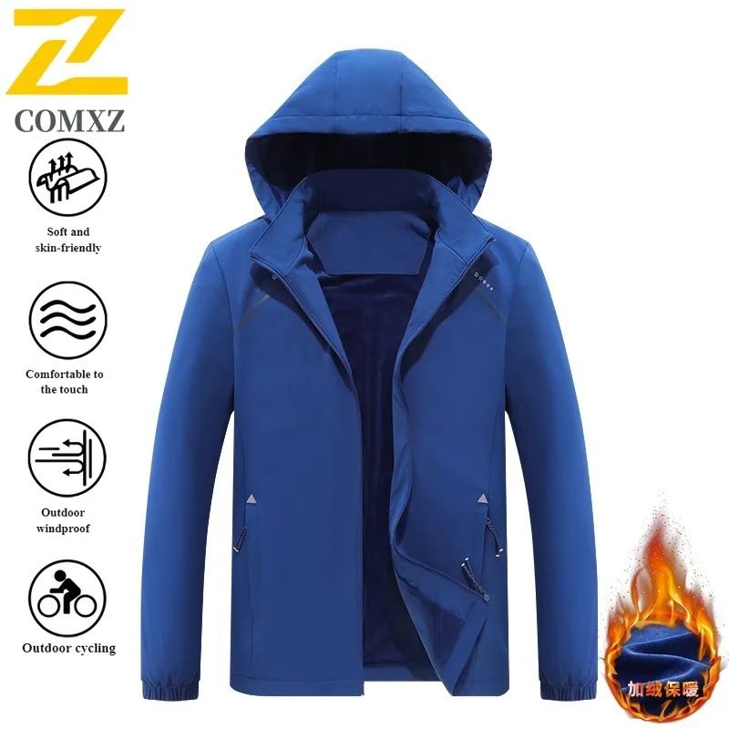 EiAO Men's  Windbreaker Winter Waterproof Windproof Loose Fit Mountain Jacket for Hiking Camping Fishing Thickened Outdoor Coat