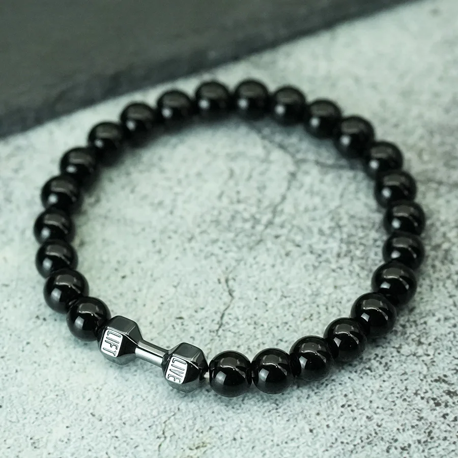 Volcanic Stone Hematite Mens Meditation Bracelet