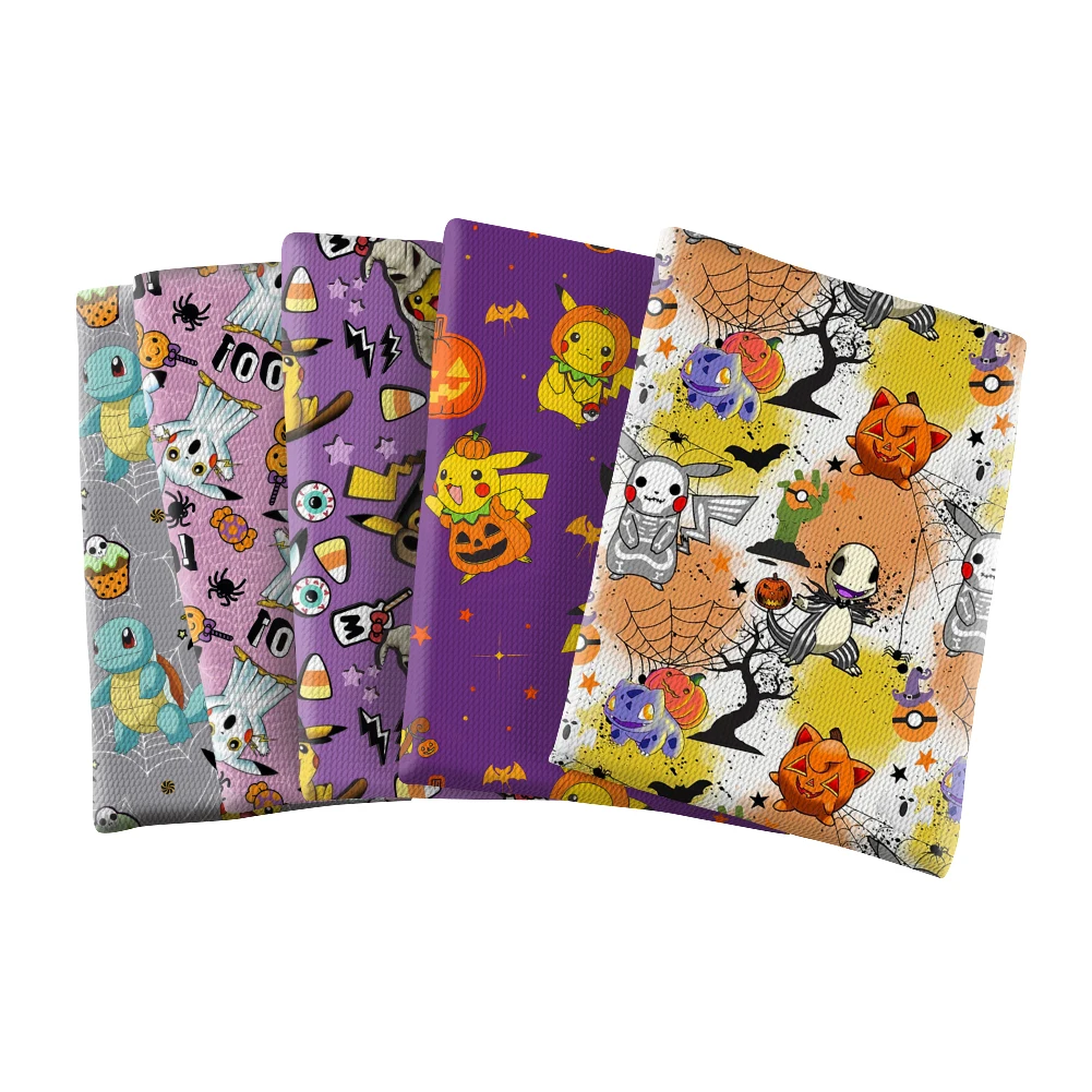 Tema Di Halloween Pokemon Japan Cartoon Pikachu Design Stampato Proiettile Strutturato Liverpool Patchwork Tissue Kids Home Textile