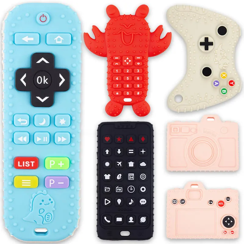 실리콘  Teether 장난감 BPA 무료 원격 제어 모양 Teether 설치류 껌 통증 완화 젖니가 남 장난감 키즈 감각 교육