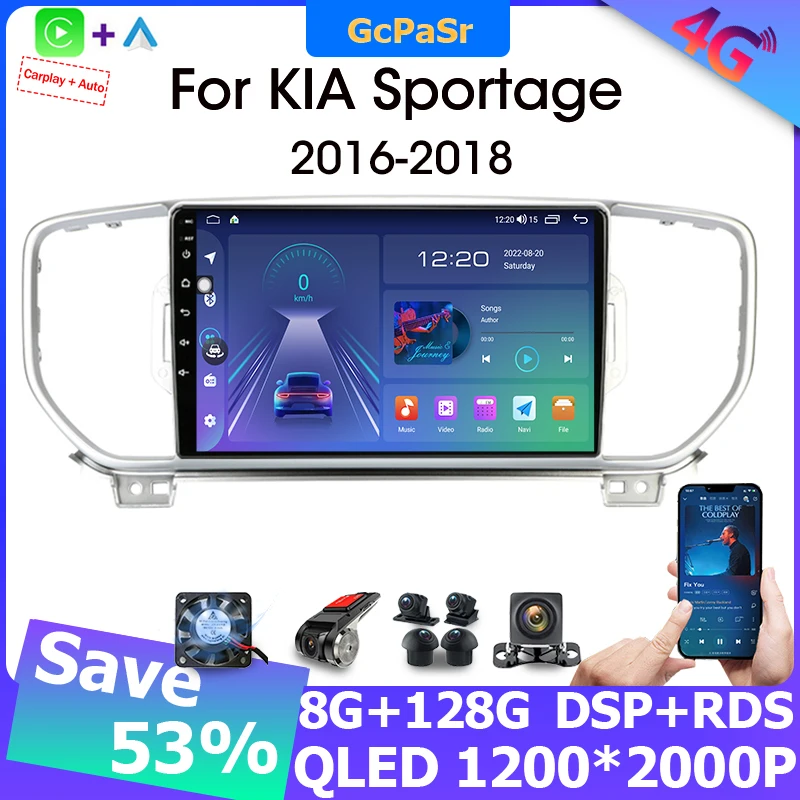 Radio Multimedia con GPS para coche, reproductor inalámbrico con