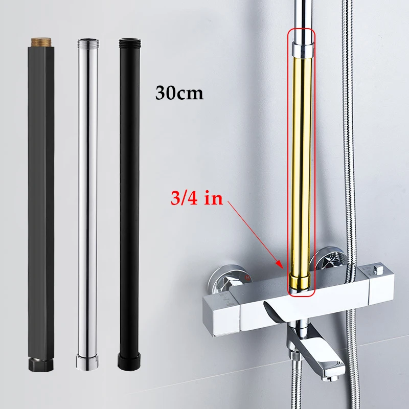 Shower Extension Pipe Square Bathroom Shower arm Stainless Steel Round Extension Pipe 30 cm shower pipe extension