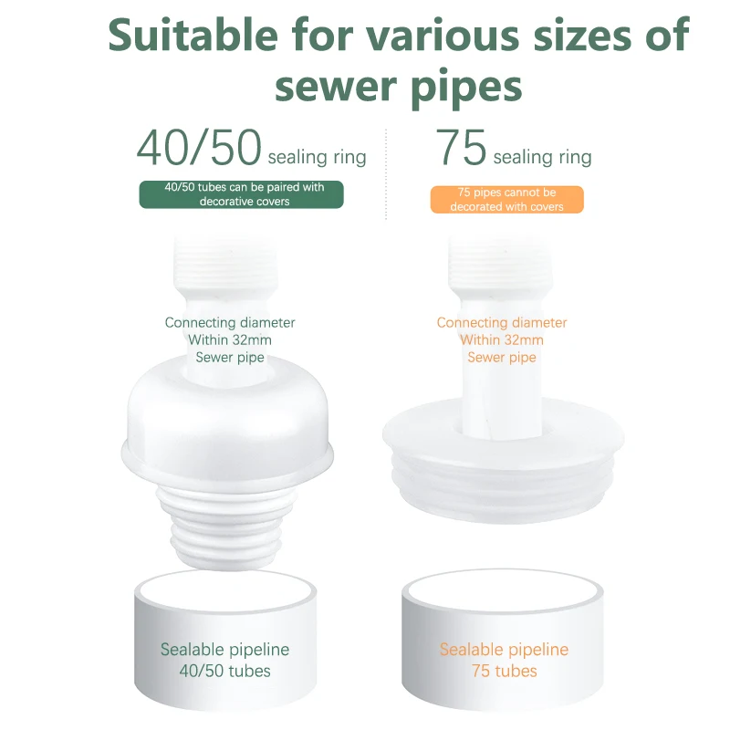 Floor Drain Deodorant Sewer Seal Ring Sewer Pipe Floor Drain Cover Insect Anti-odor Core Deodorant Seal Ring 40/50/70mm Drain Pipe Bathroom Kitchen Sink Stopper