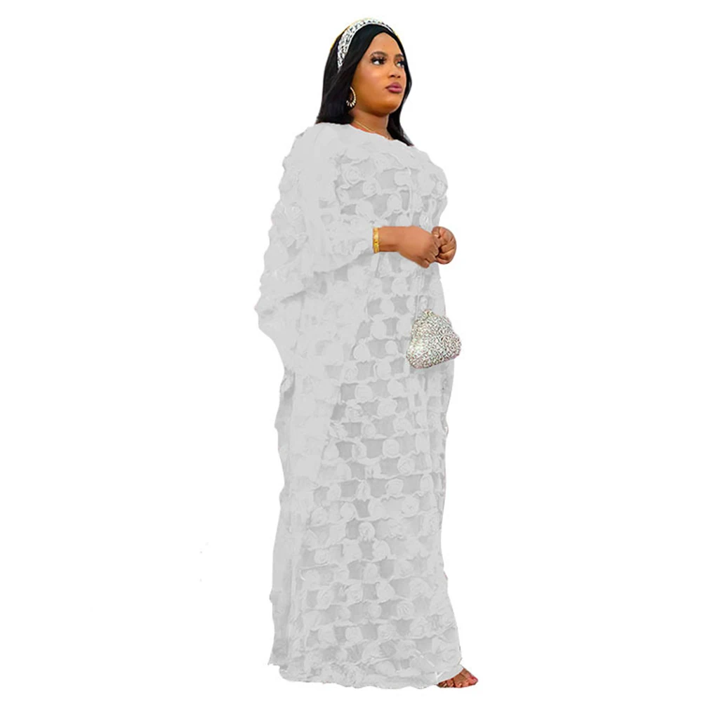 

2023 Muslim Robe Women's Hot Sale Factory Store Europe and America Africa Amazon Three-dimensional Embroidery Mesh Dress 8618#