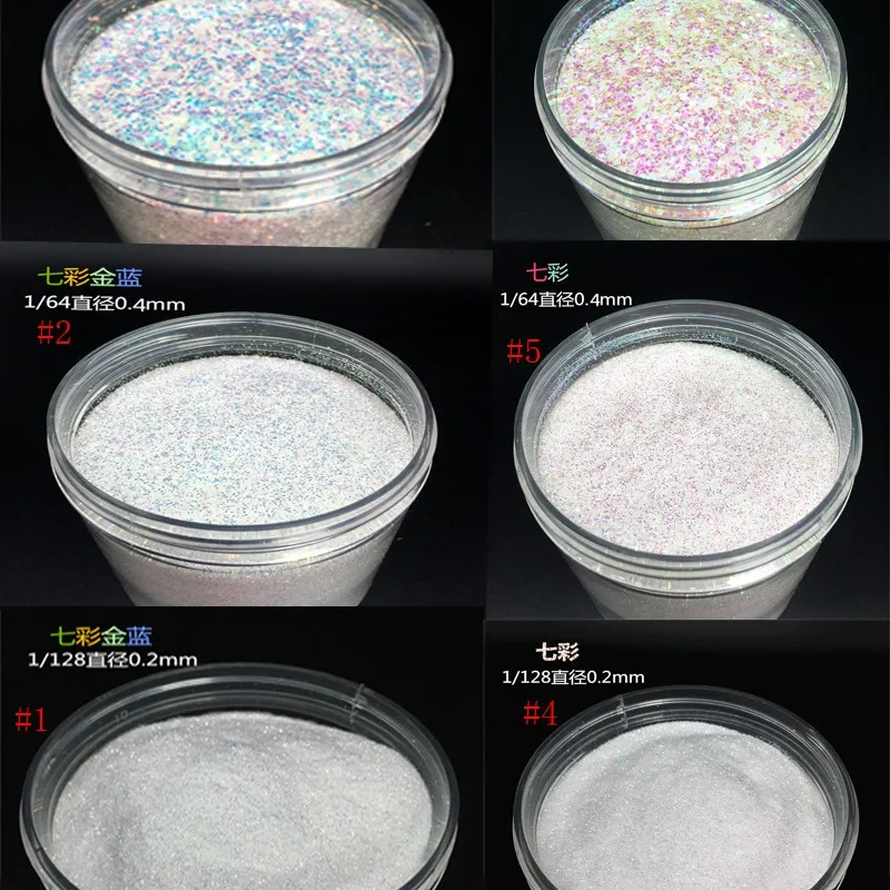 

Holographic 0.2mm 0.4mm 1mm AB White Nail Glitters Powder Holo Nail Pigment Powder DIY 3 Color Nail Powder 10ml