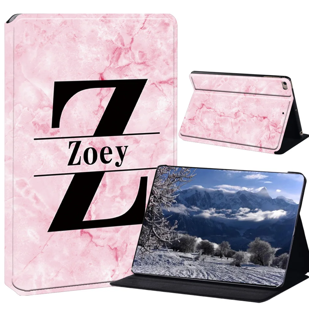 Elegant Marble Initial PU Leather Stand Case for Tablets - A to Z Letters