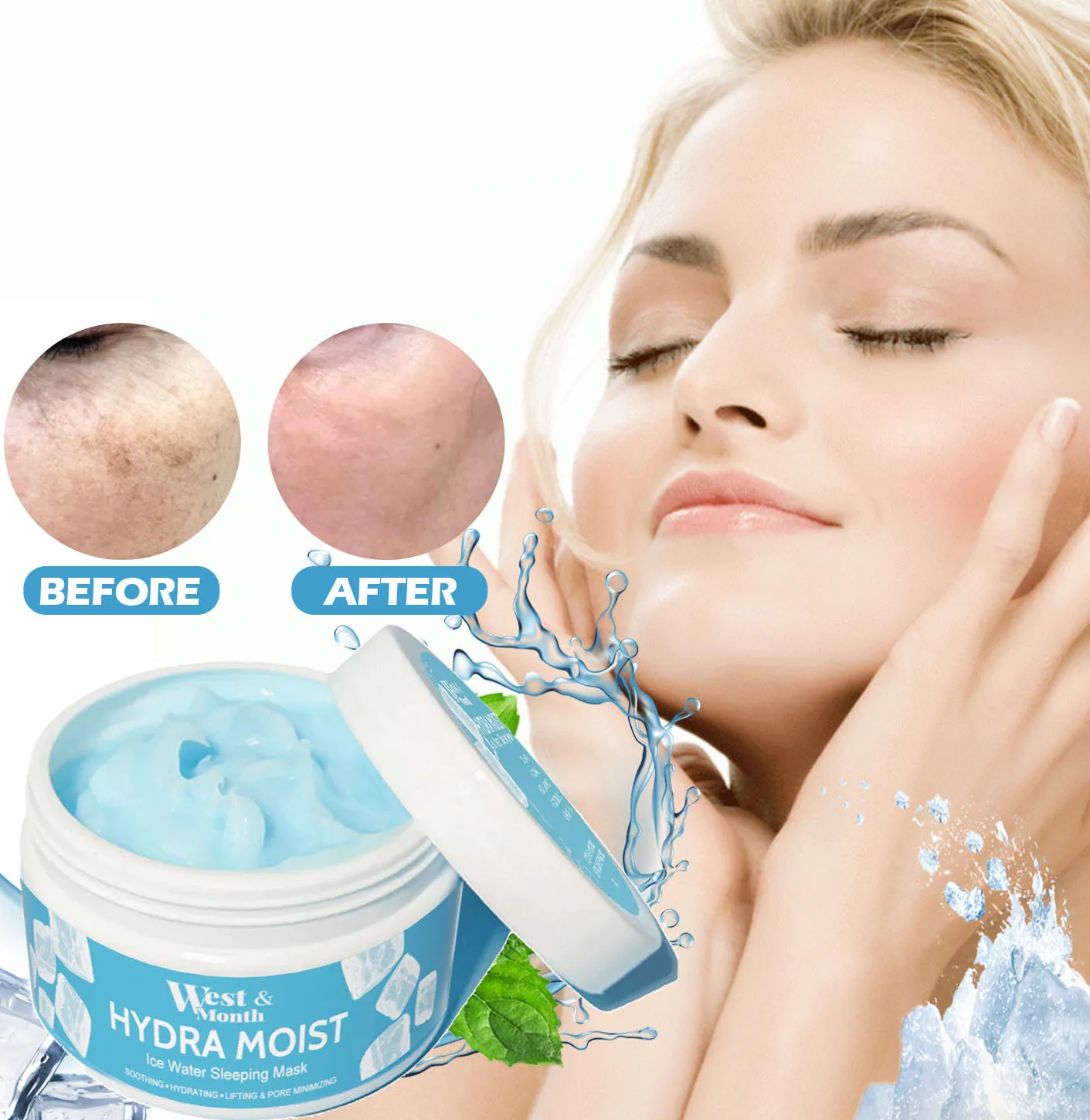 varemærke Bygge videre på Elektriker Ice Water Face Sleeping Mask Remove Acne Dark Spots Skin Moisturizing  Brighten Cream Pore Deeply Cleaning Skin Care Mud Mask - AliExpress
