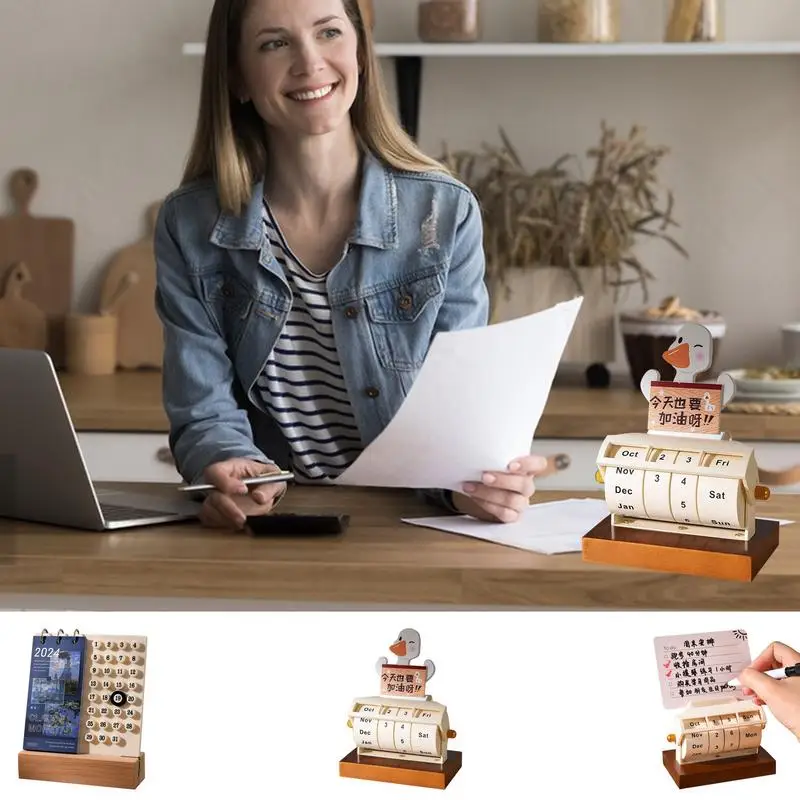 

Rotary Perpetual Calendar DIY Reusable Creative Perpetual Desktop Calendar Creative Wooden Perpetual Calendar Ornament For Home