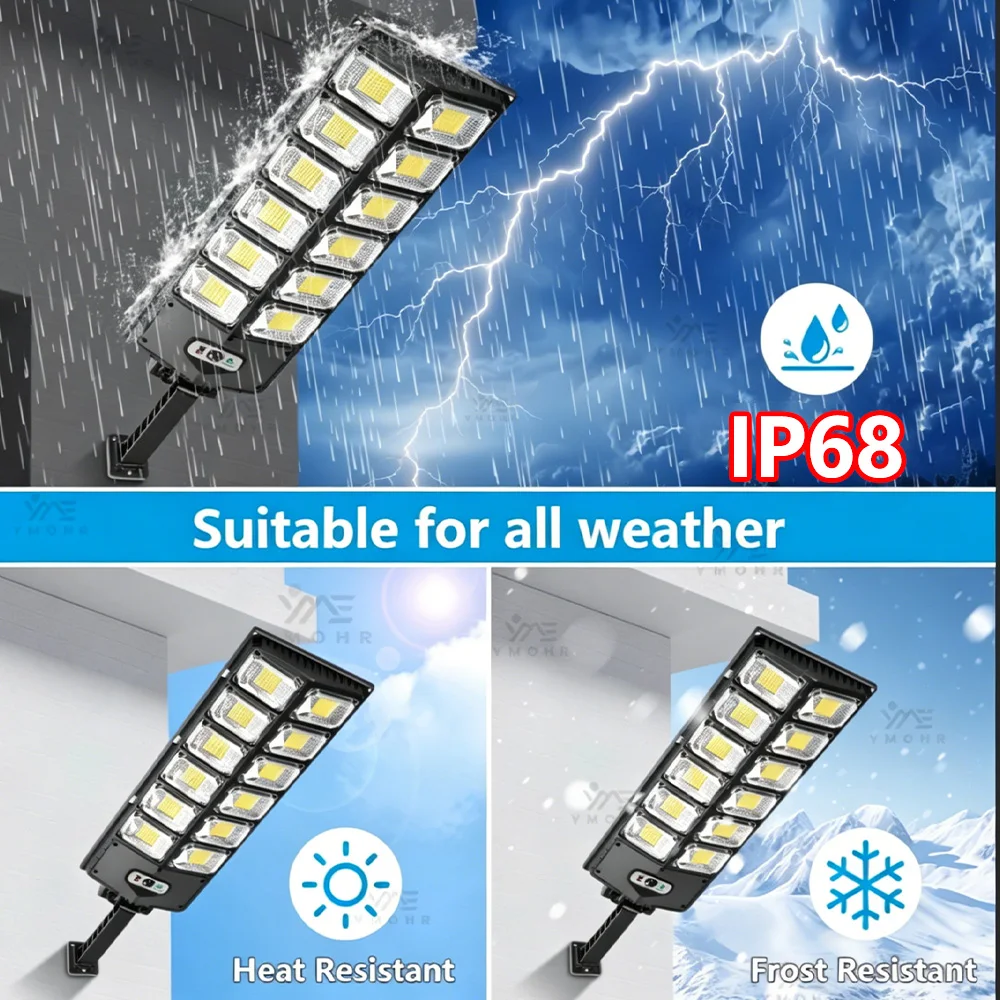 Solar-Powered LED Motion Sensor Outdoor Light, IP68 Waterproof Wall and Street Lamp
