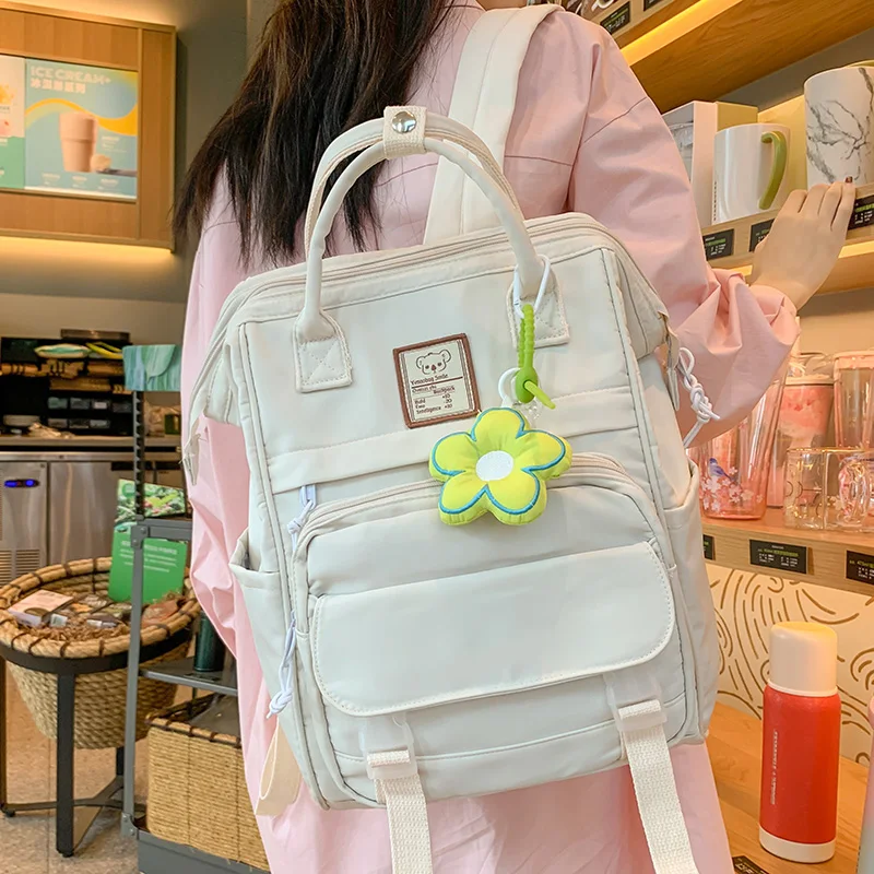 Trendy Female Yellow Laptop College Backpack Fashion Lady Kawaii Book Bag Cool Women Nylon Student Backpack Girl Cute School Bag 2