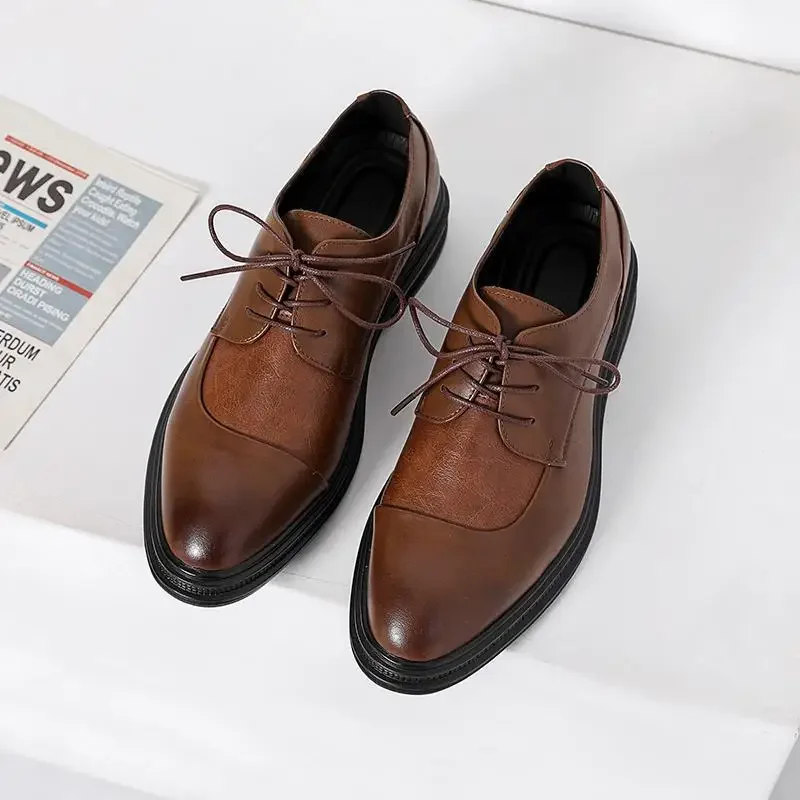 

Elegant Men's Shoes New Men's Patent Leather Derby Shoes Luxury Brand Genuine Leather Business Casual Shoes British Trend Men's