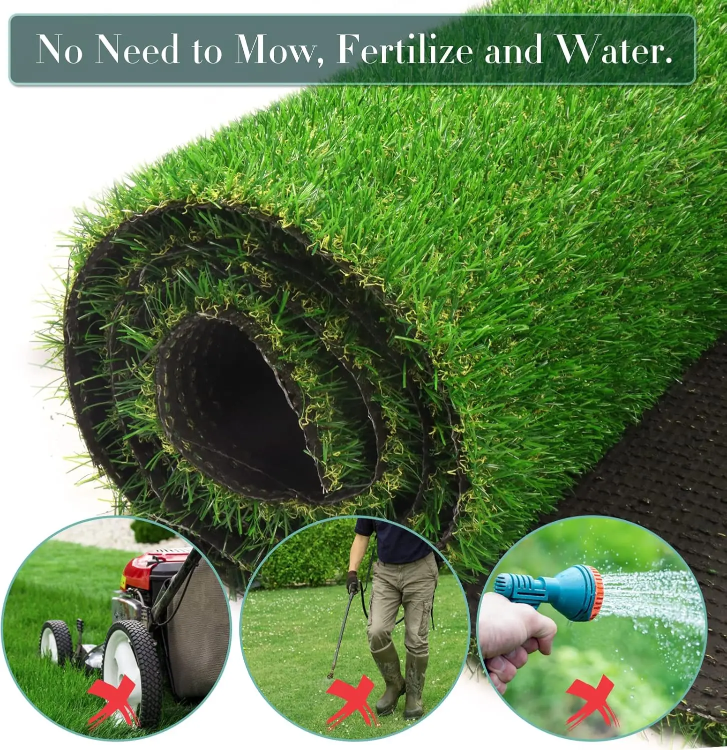 Artificial Grass Rug , Artificial Turf Mat with Drainage/Rubber Backing, Fake Grass Carpet for Garden Lawn,