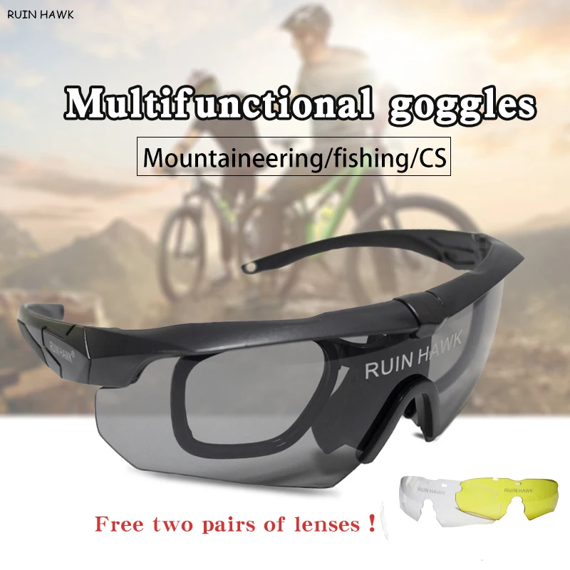 New Polarized Tactical Goggles 3 Lens Set Climbing Glasses Outdoor Sports Windproof Dustproof Safety Protective Glasses Eyewear
