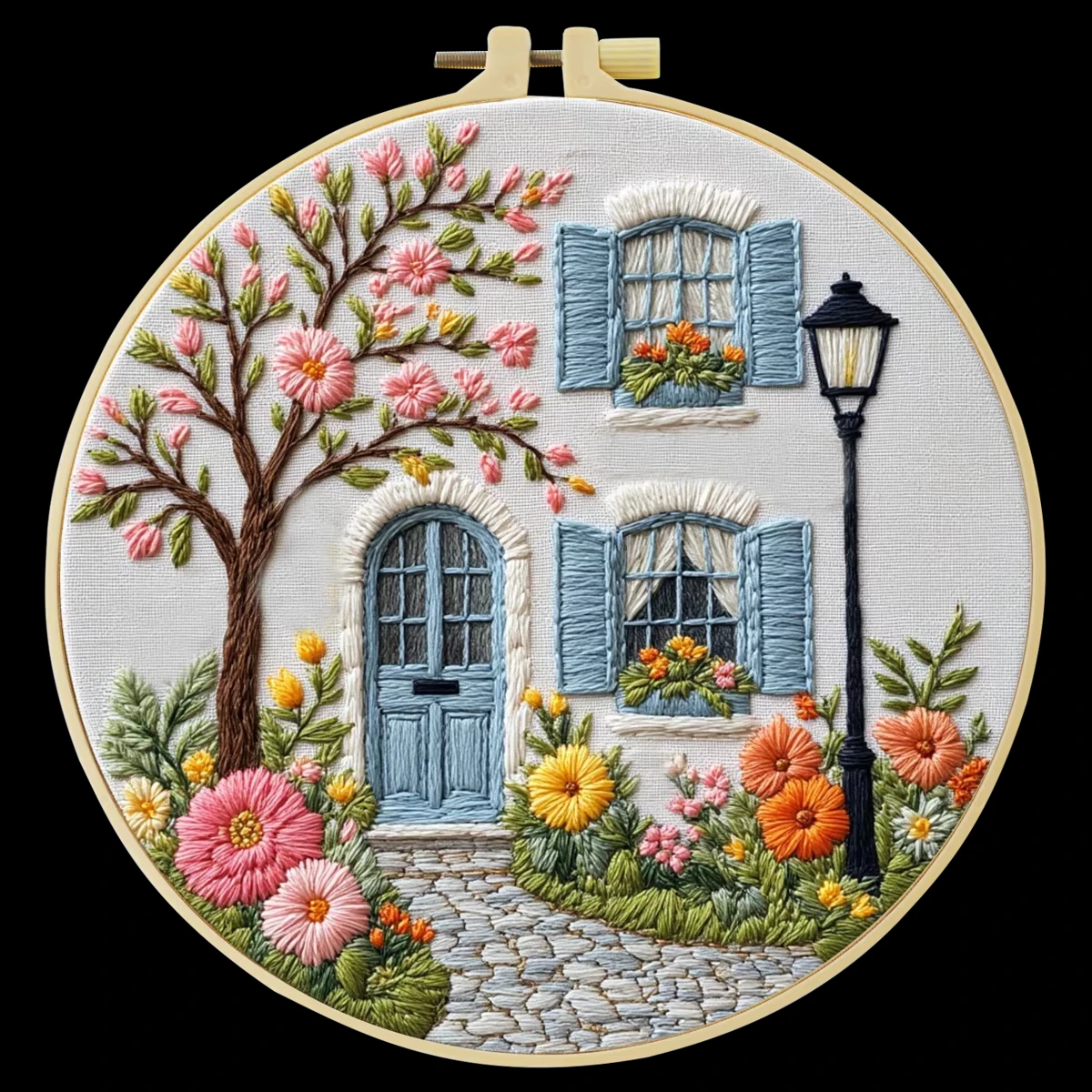 DIY Embroidery Starter Kit - 'Garden in Front of the Door' Art