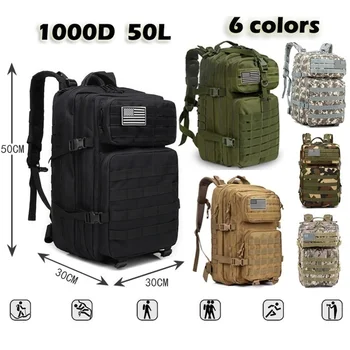 50L 1000D Nylon Waterproof Trekking Fishing Hunting Bag Backpack Outdoor Military Rucksacks Tactical Sports Camping Hiking 2