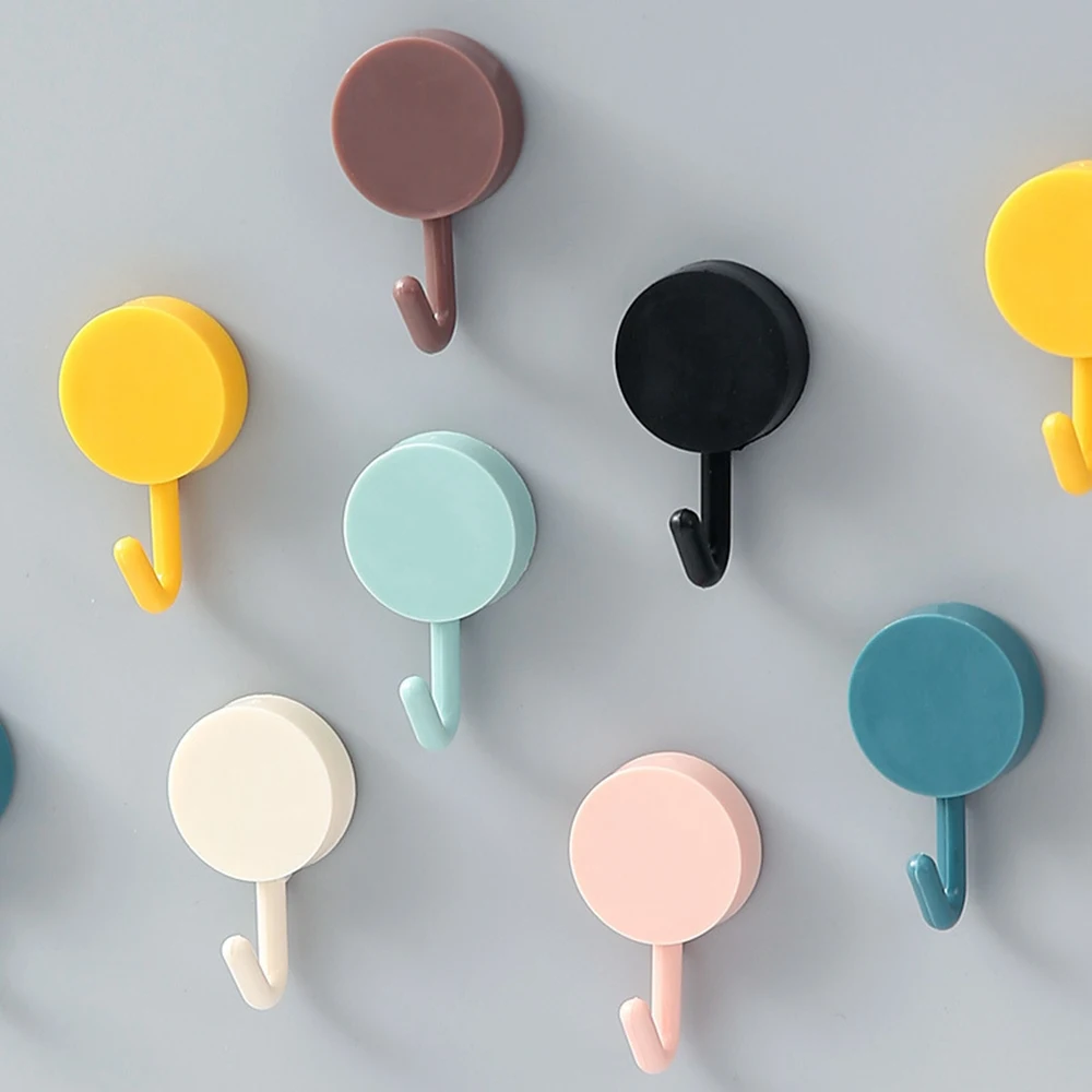 

Self Adhesive Wall Hook Strong Without Drilling Coat Bag Bathroom Door Kitchen Towel Hanger Hooks Home Storage Accessoriess