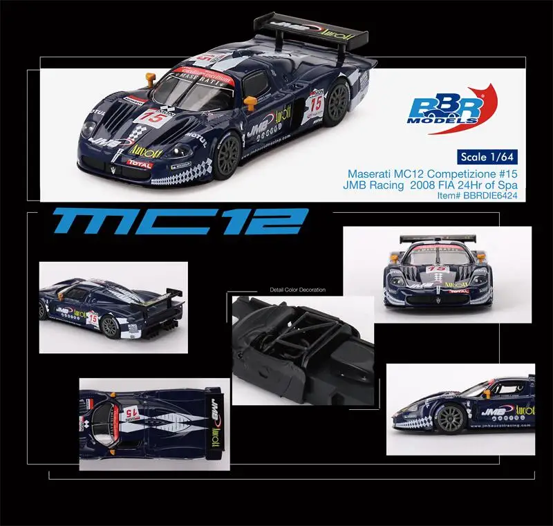 BBR 1:64 Maserati MC12 Competizione #15 JMB Racing 2008 FIA 24Hr