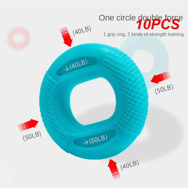 

10PCS Silicone Adjustable Hand Grip 20-80LB Gripping Ring Finger Forearm Trainer Carpal Expander Muscle Workout Exercise Gym
