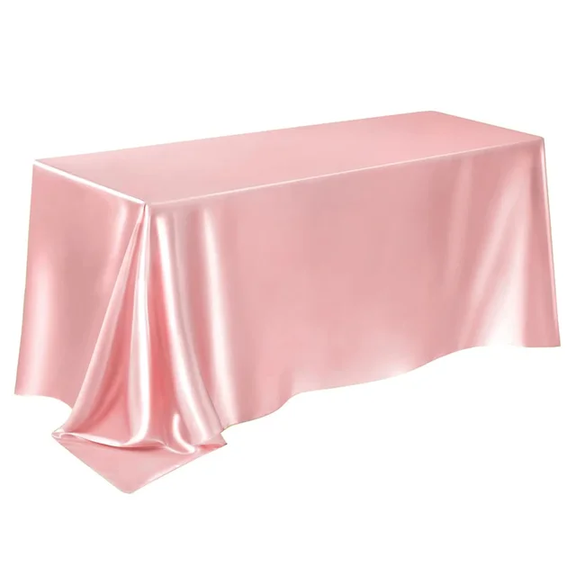 Nappe rectangulaire en Satin pour fête de mariage, couverture de Table dorée, Champagne, couleur unie, décor de Banquet, de mariage, de Festival, de salle à manger 5
