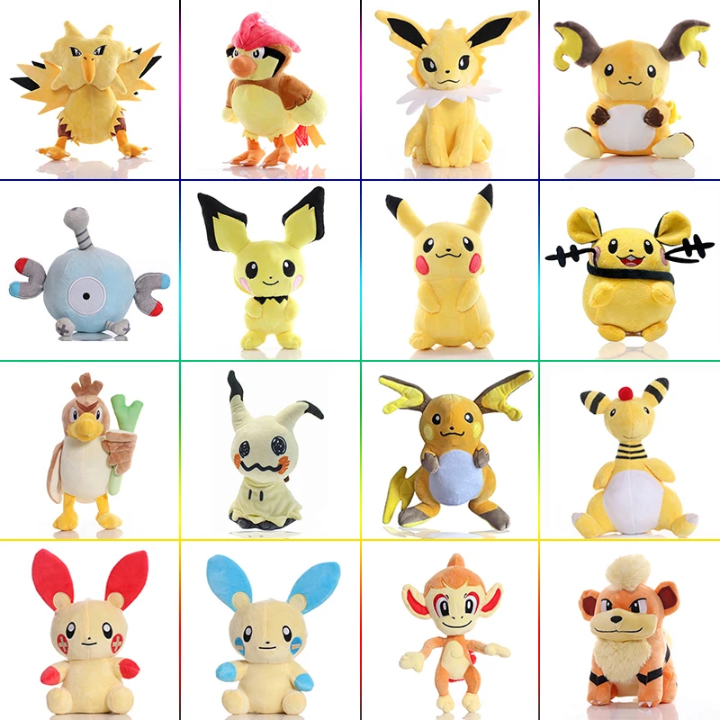 20 cm elektrische Pokémon Raichu Plusle Minun Jolteon Plüschtiere Pokemon Zapdos Mimikyu Ampharos Pidgeotto Puppen Kindergeburtstagsgeschenke
