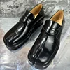 Tabi Split Toe Loafers for Men Black Fashion Thick Sole Novelty Designer Handmade Men's Genuine Leather Shoes Business Shoes 1