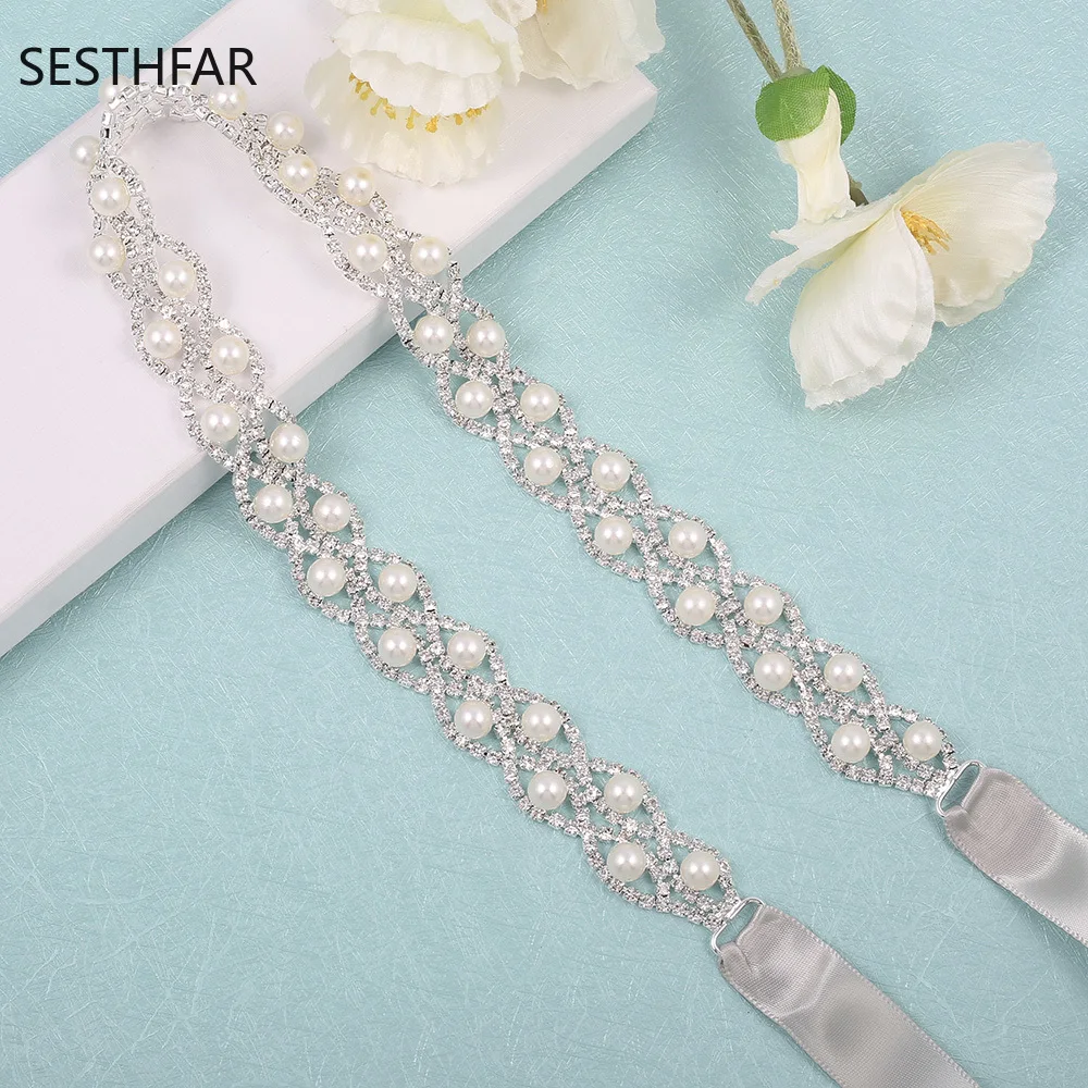 Bridal Waistband Bridal Dress Decoration SESTHFAR Sparkly Bridal Sash Belt Wedding Rhinestone Belts for Formal Dress Luxury Diamond Ribbon Belt Sash