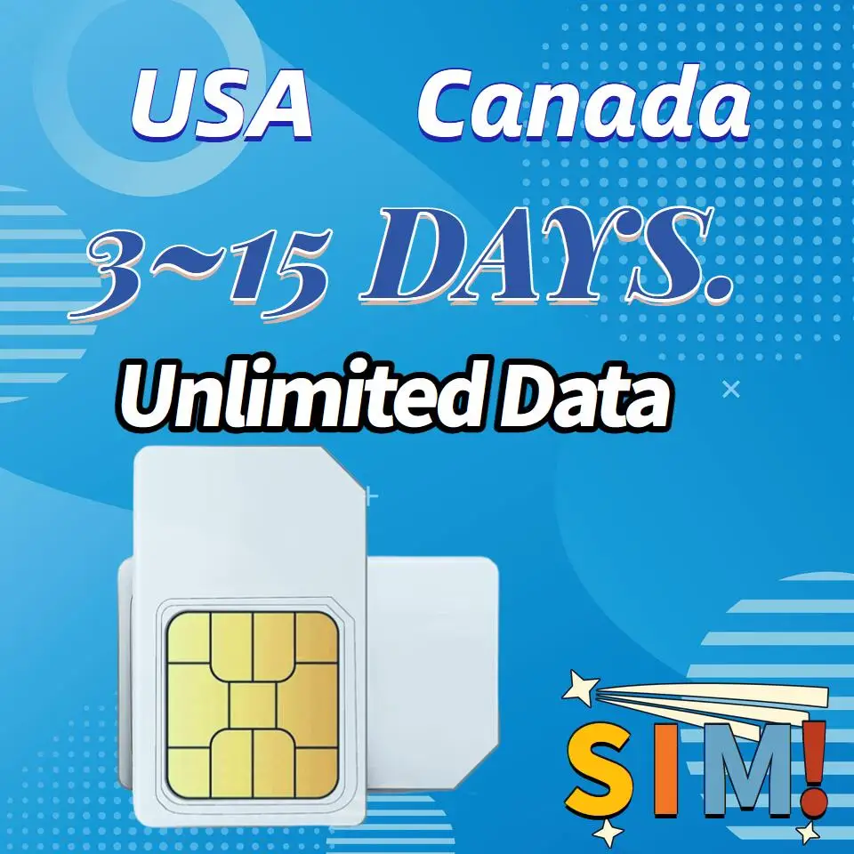 

Unlimited Internet Access Data SIM Card For 3 7 15 Days Mobile Phone Data Card 3-In-1 SIM Card For USA Canada