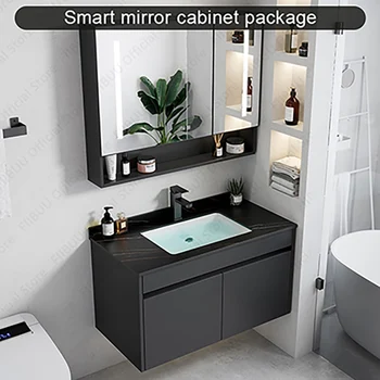 มัลติฟังก์ชั่นห้องน้ํา Vanity โมเดิร์นกระจกตู้แบบบูรณาการอ่างล้างหน้าห้องน้ําตู้อ่างล้างจานเซรามิคเฟอร์นิเจอร์ห้องน้ํา 1