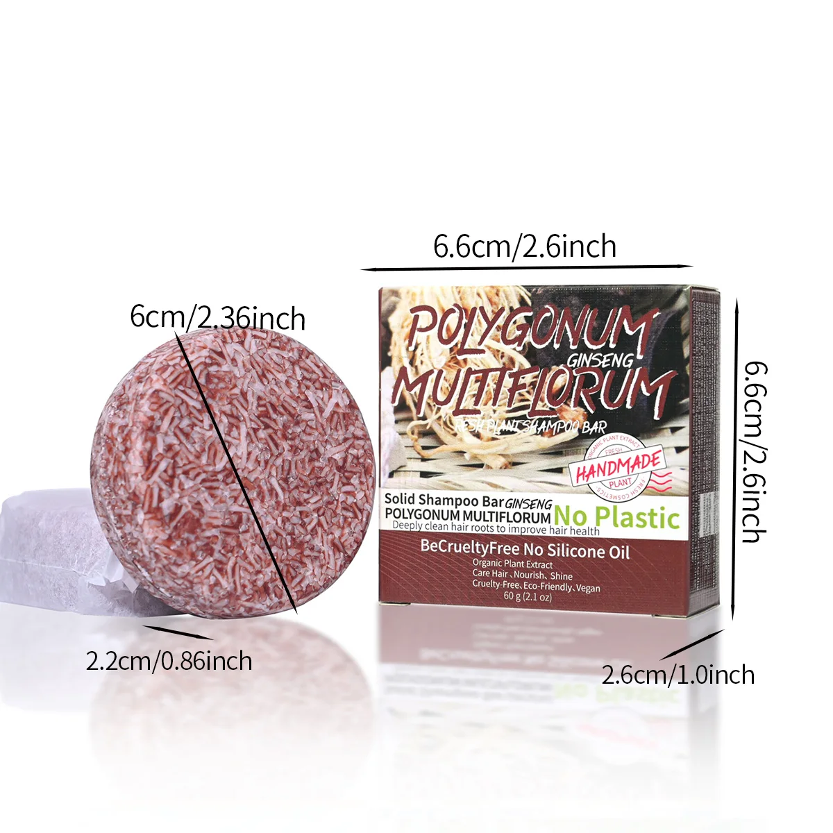 Polygonum Multiflorum Soap Private Label Hair Darkening Shampoo Bar Repair Damaged Hair Growth 60g