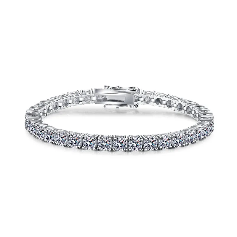 

S009 Lefei Fashion Luxury Trend Classic Row Moissanite Bracelets Charm Girl Women 925 Sterling Silver Party Wedding Jewelry Gift