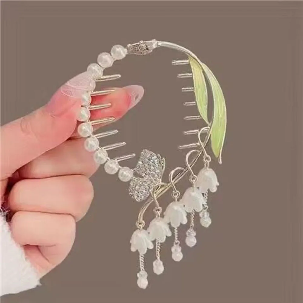 Presilha de cabelo borboleta com pérolas estilo chinês elegante_voghion.com