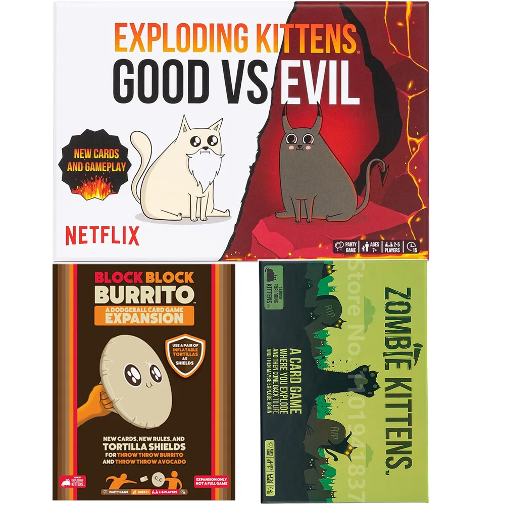 Good Vs Evil Exploding Kittens Gioco Di Carte Original Edition Nsfw Zombie Imploding Barking Streaking Kittens Bears Vs Bebè Card