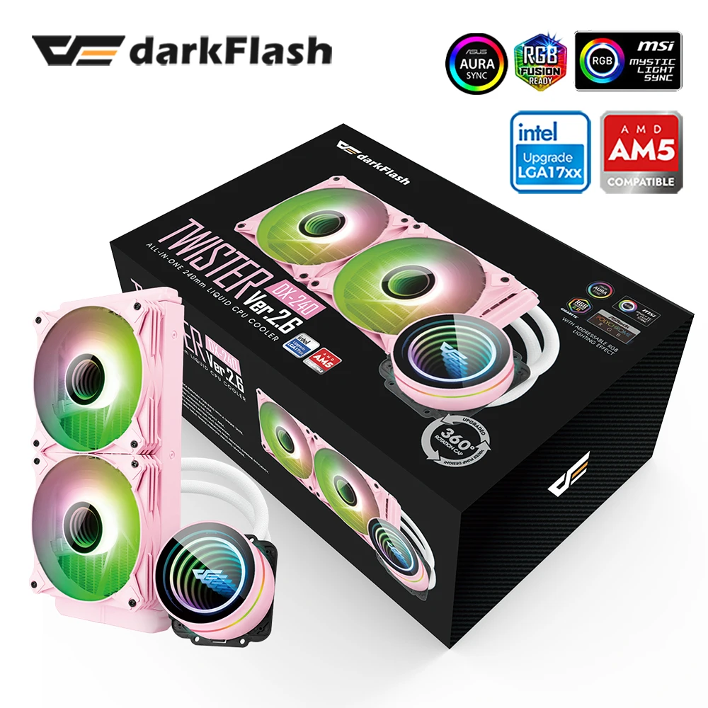 

Водяной кулер Darkflash для процессора, 240 мм, 4 контакта, 3 контакта, 5 В