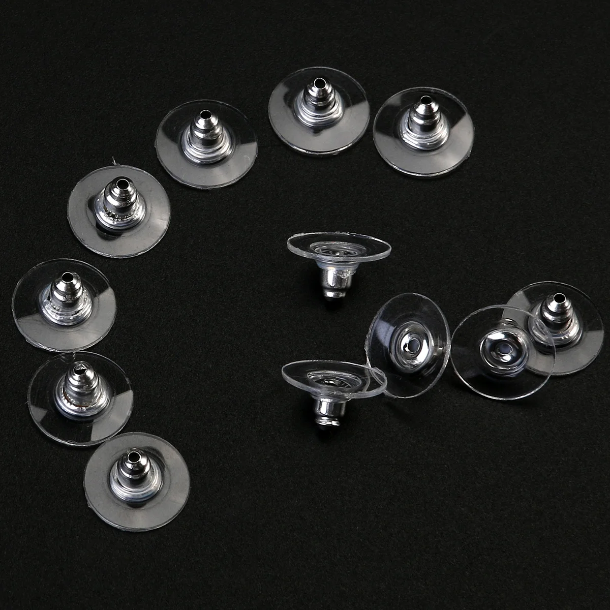 

50pcs Earrings Backs Clutch With Plastic Pad for Jewelry Use (White K)