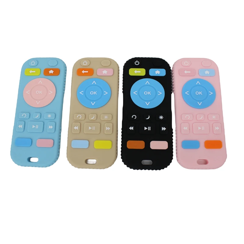 Baby silicone remote control teether baby anti-eating hand teething stick cartoon soothing teething toys cognitive teething toy