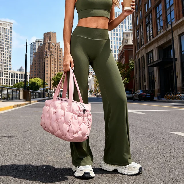 VEQKING Ultra Soft Yoga Pants Strait-leg Sports Bottoms Loose Fit Hip Lifting Gym Pilates Tigths Quick Dry Elastic Workout Pants