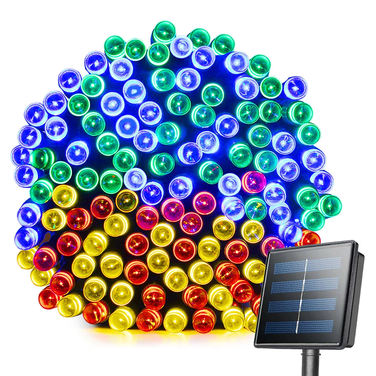 Solar Fairy Lights String Outdoor Waterproof RGB Upgraded Solar Panel