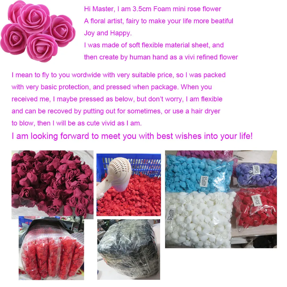 50/100/150/200 3.5cm foam rose PE flower Head artificial Flowers For DIY roses bear birthday gift wedding Christmas home decor