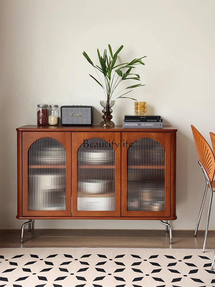 

Dining Side Wall Integrated Retro Style Living Room and Kitchen Locker Storage Medium Antique Tea Cabinet