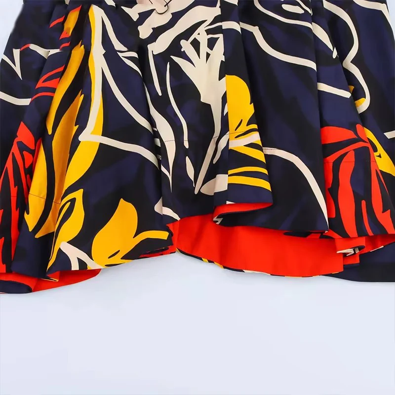 Asymmetrical Hem Long Skirts For Women Fashion 2025 New Printed Elegant Midi Skirt Temperament A Line Chic Party Skirts