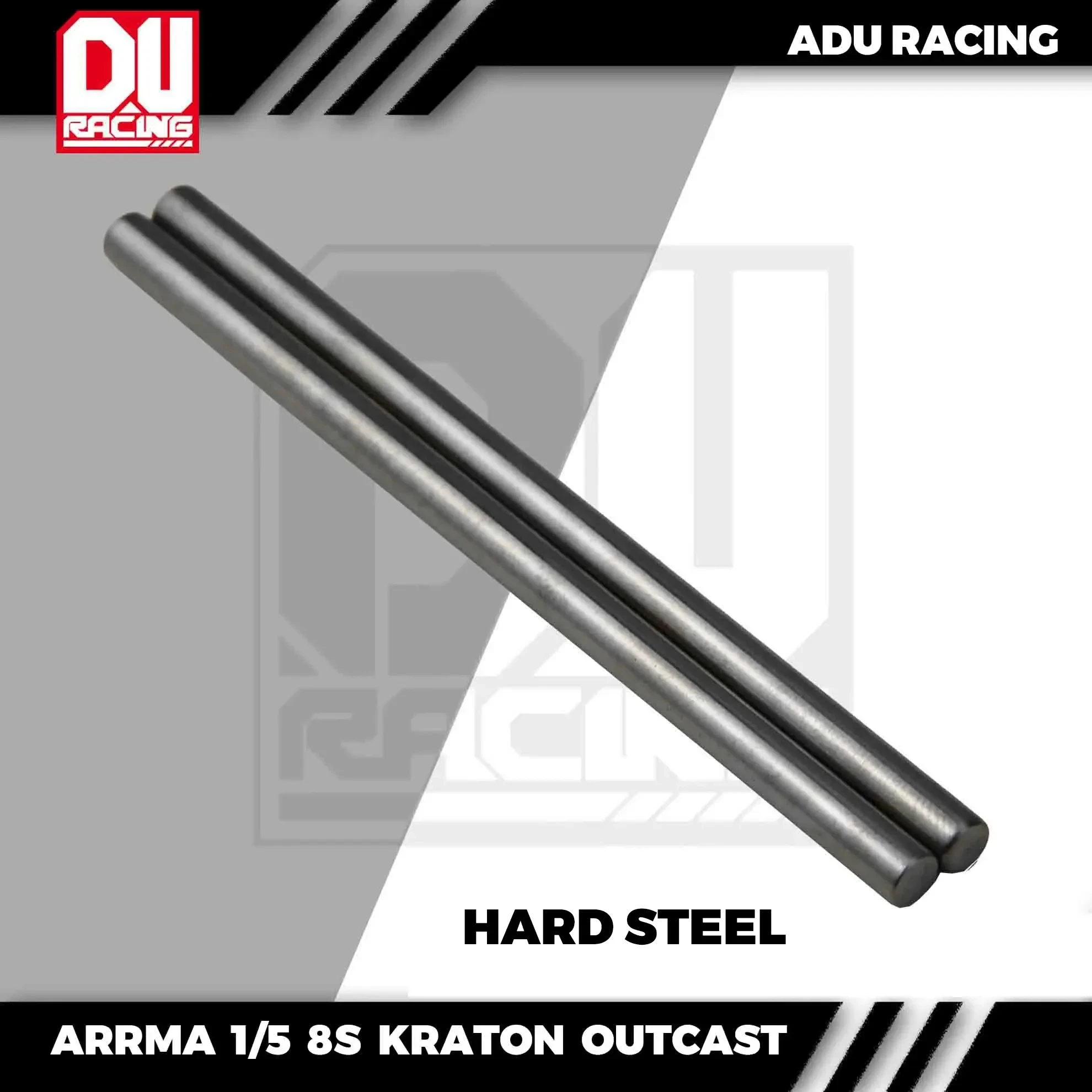 Broche bras acier dur pour Arrma 1/5 8S Kraton OUTCAST posée à côté d'autres pièces RC.