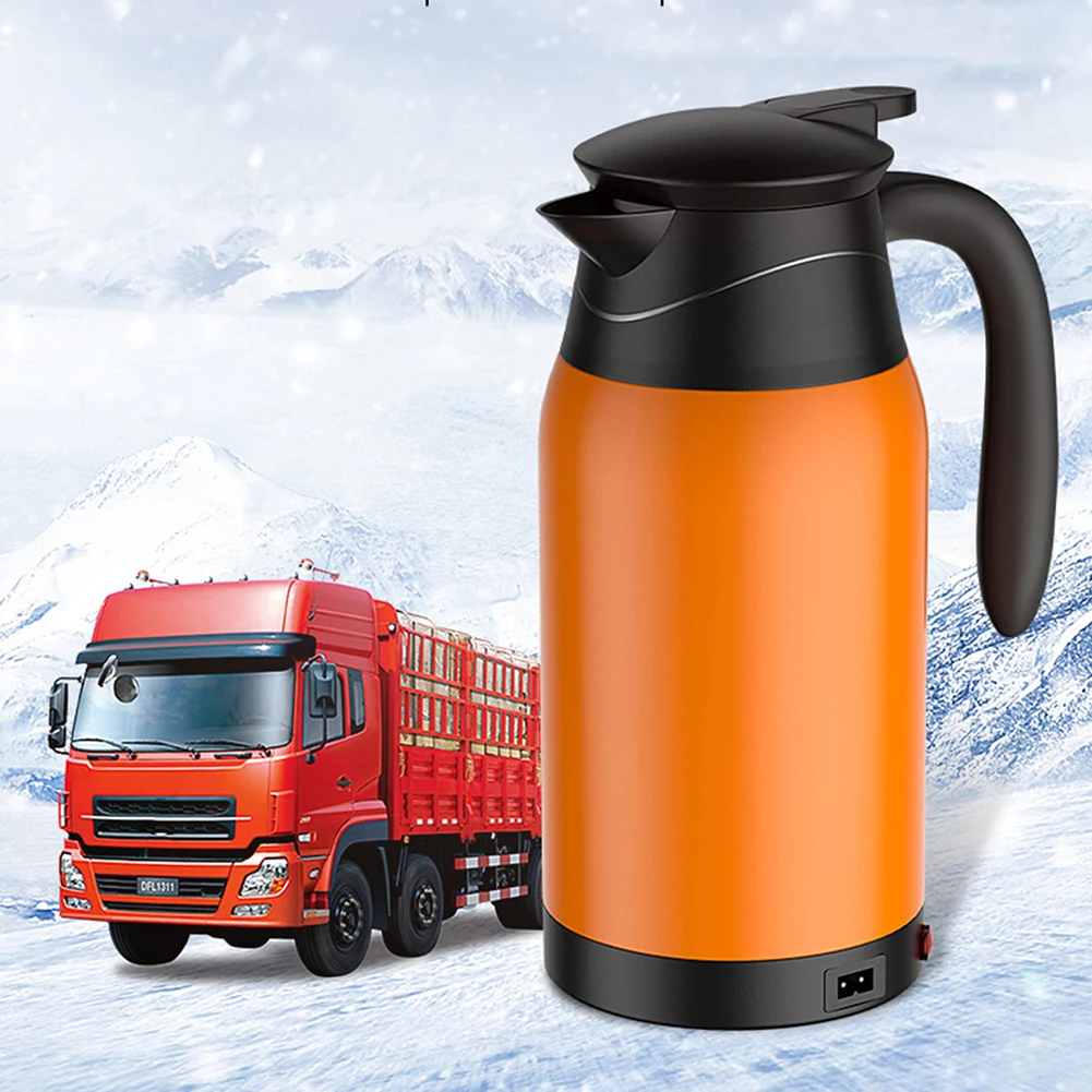 1L Vehicle Heating Cup Car Electric Kettle Temperature Digital Display Insulation Boiling Water Cups w Handle