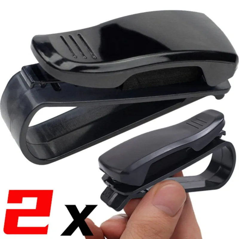 Sunglasses Case 2/1pcs Auto Sun Visor Glasses Clip Card Ticket Holder Stand Universal Fastener